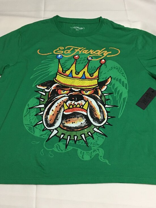 Ed Hardy Other - Ed Hardy Shirt Men's XXL Bulldog Graphic Print Rhinestones Tattoo Y2K Streetwear